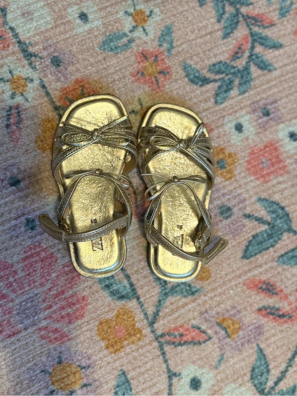 Zara Metallic Gold Kids Strappy Sandals